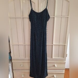 Elegant Blue Patterned Maxi Dress